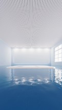 Empty room with water inside, 3d rendering.
