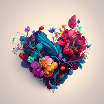 A colorful, floral heart