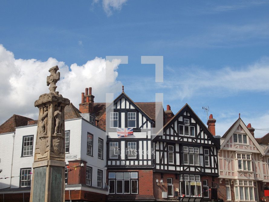 Old wooden frame Tudor buildings in the City of Canterbury in Kent England UK