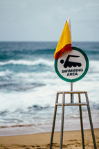 swimming area sign 