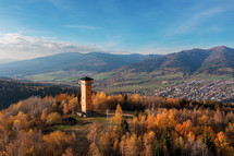 Aerial View of Sightseeing Tower in Polomka, Slovakia
