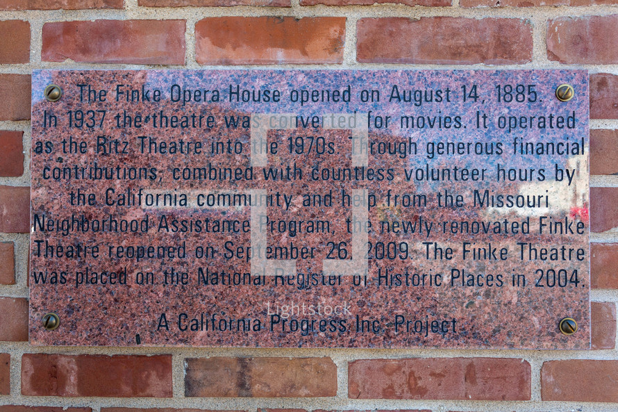 Finke Opera House Plaque