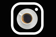 Icon Of Instagram Cup Of Coffee On Black Background