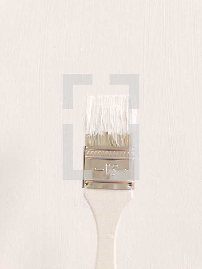 white paint on a paint brush 