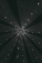 fairy lights in a tent 