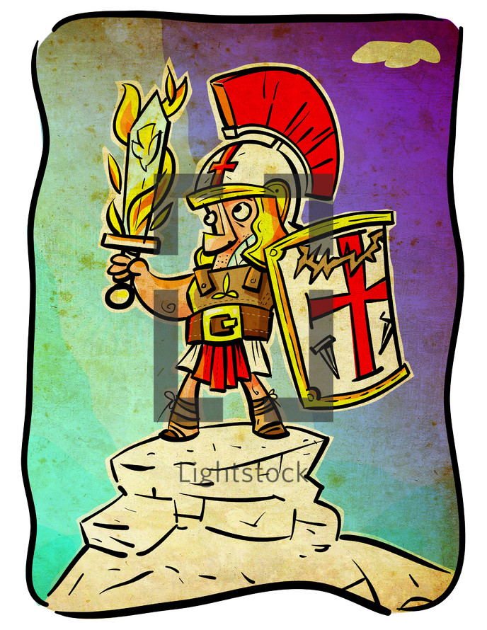 cartoon of a soldier in armor