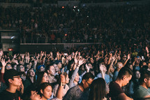 cheering crowd in a stadium for a concert 