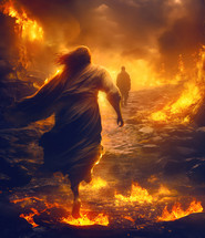 Jesus rescues a man from the fire