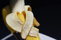 Abstract Pealed Banana Isolated and Heart Shape