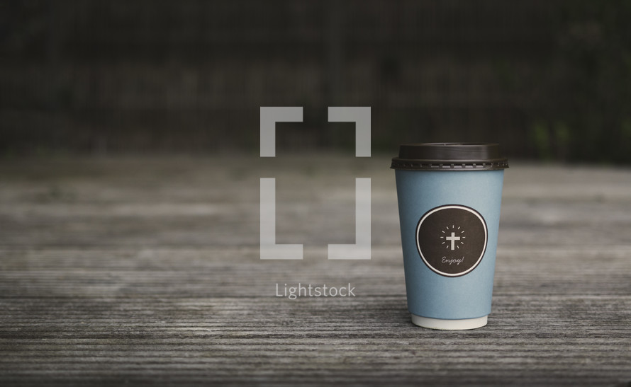 coffee cup on a wood background 