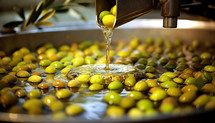 Washing of the olives before production. AI generative