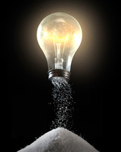 lightbulb and pile of salt 