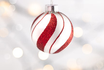 red and white Christmas ball ornament 