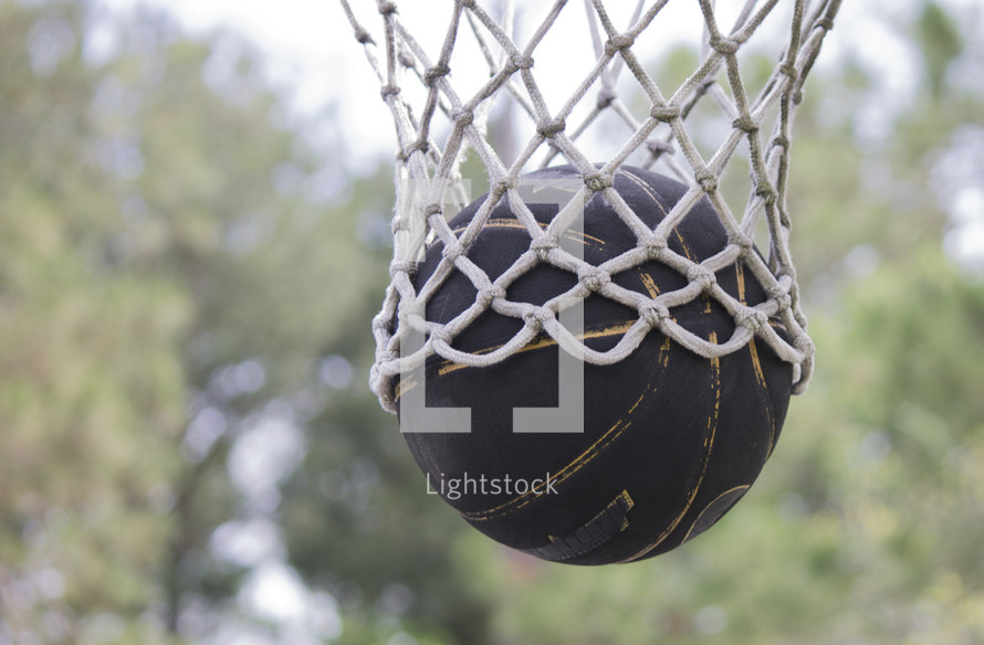 basket ball in a net 
