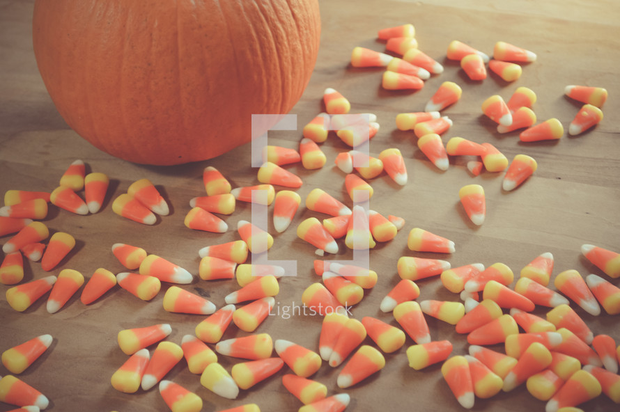 pumpkin and candy corn 