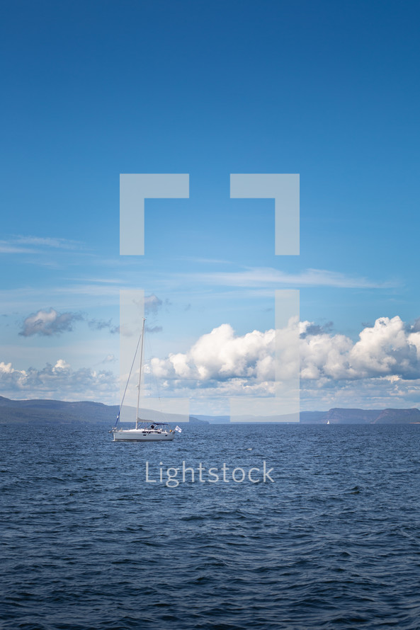 A sailboat on open sea