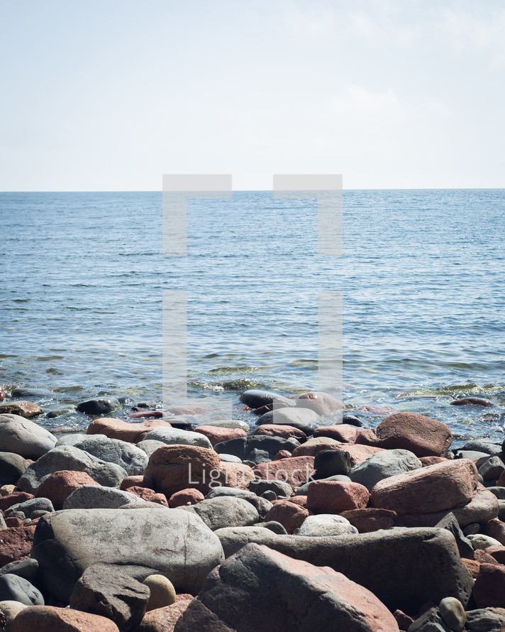 A pebble and stone beach 