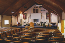 An empty church sanctuary.