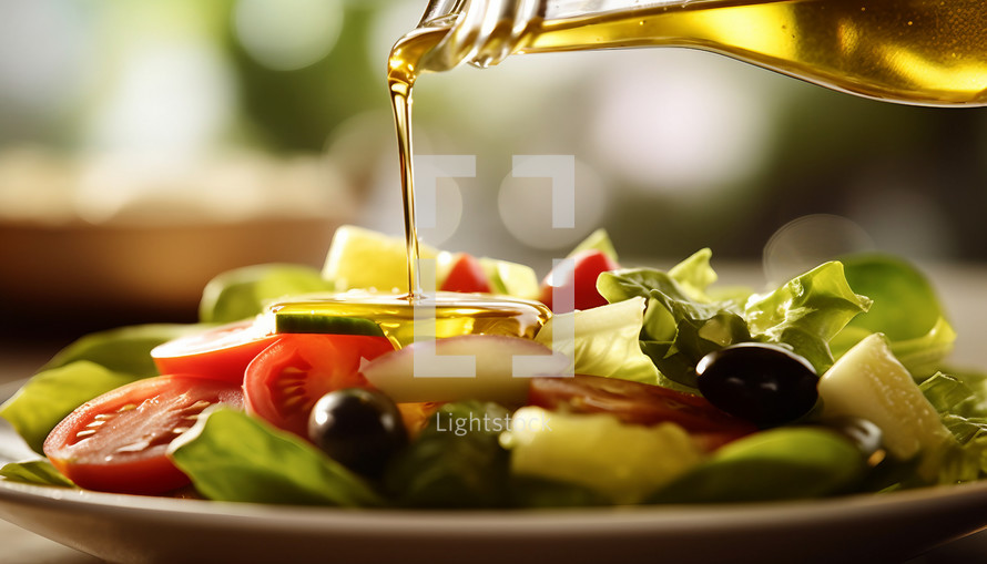 Extra virgin olive oil as a wellness concept. Ai generative