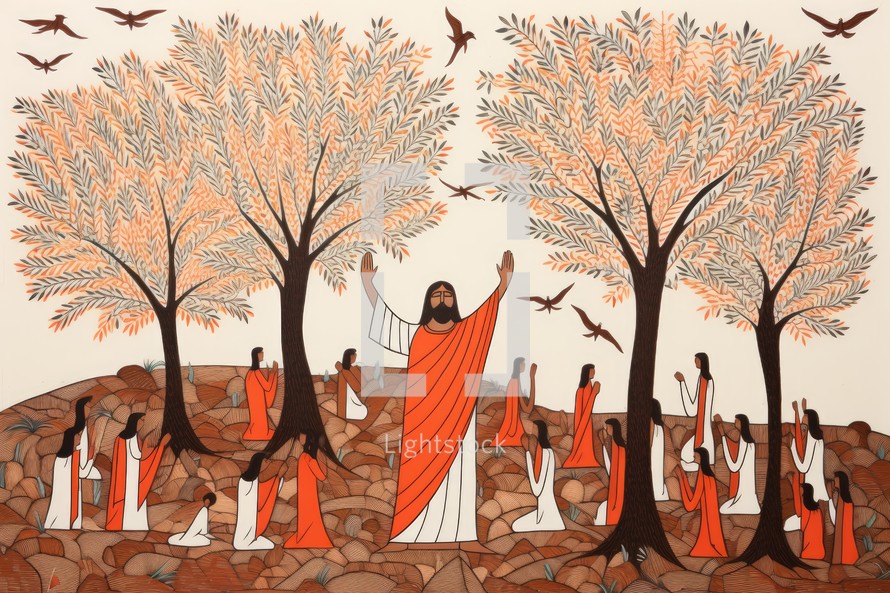Illustration of Jesus Christ preaching to the people