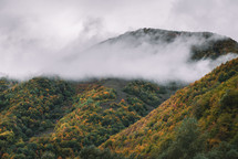 Fog in the autumn mountains