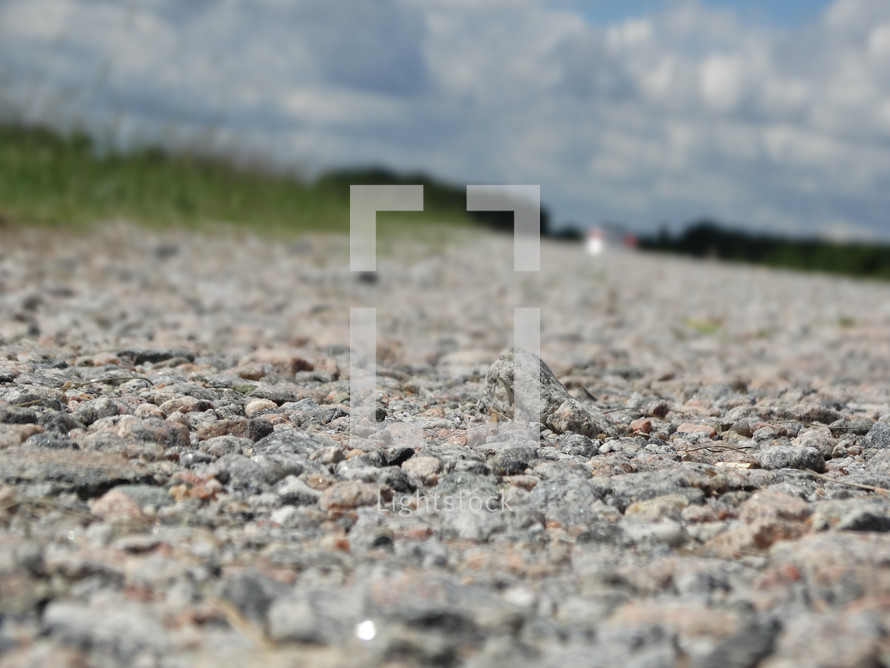 Close up of gravel path, abstract background