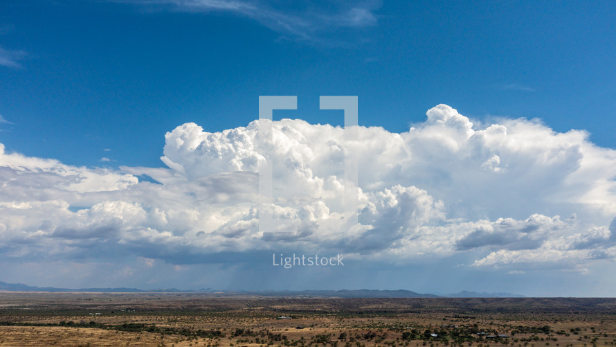 Pano of storm clouds over the desert