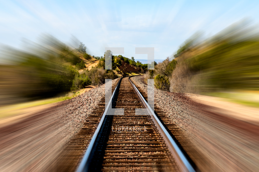Train tracks with motion blur
