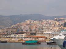 View of the city of Genoa from the sea