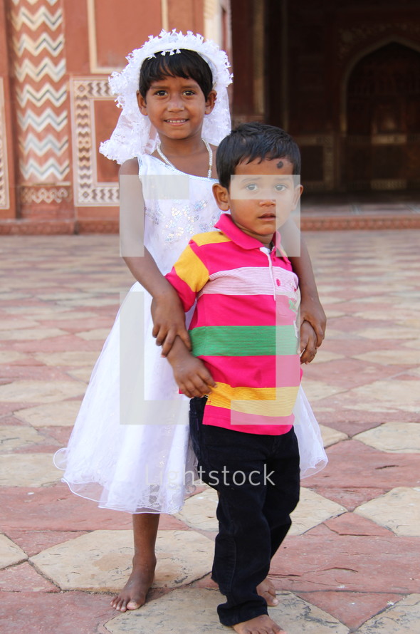 two children in India at first communion 