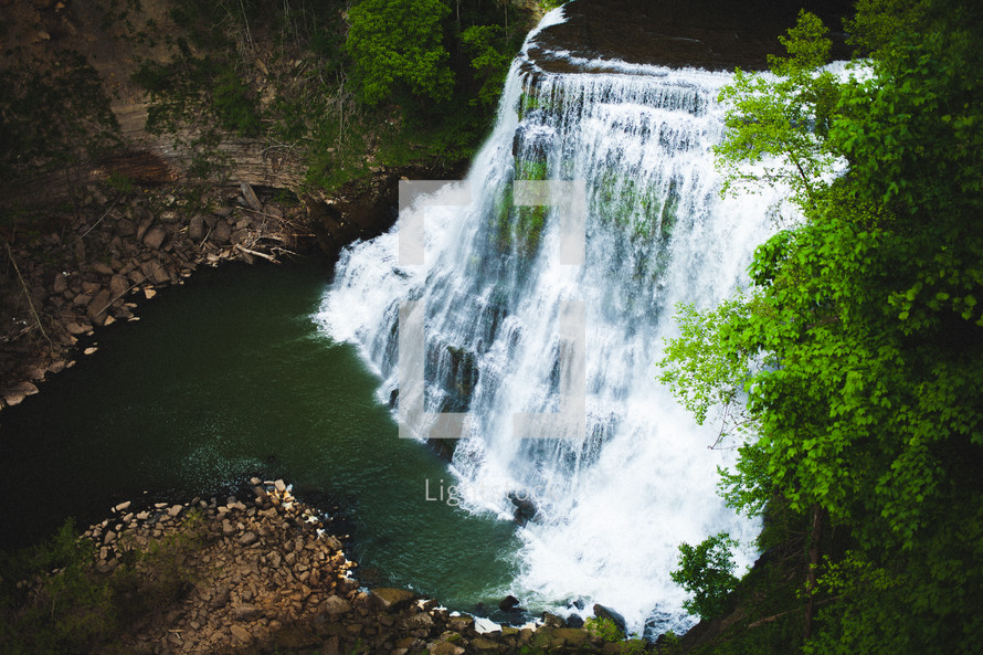 A large, beautiful waterfall.