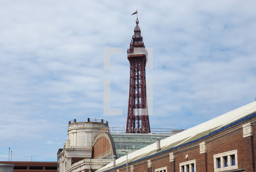 The Blackpool Tower on the Pleasure Beach in Blackpool, Lancashire, UK