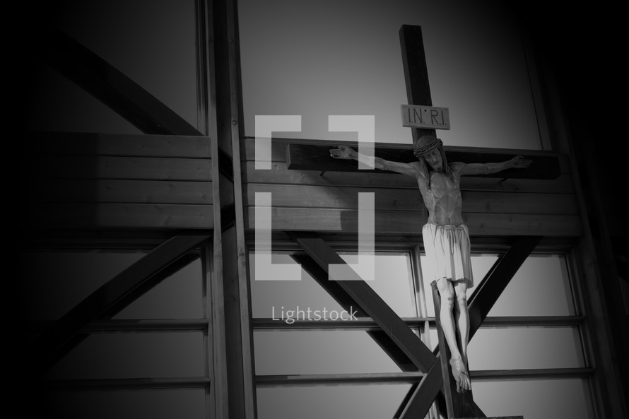 crucifix on a church wall 