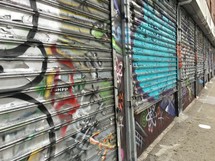 graffiti on warehouse garage doors 