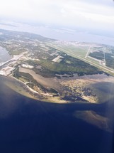 aerial view over a coastline 