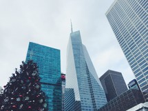 Christmas tree and skyscrapers in NYC 