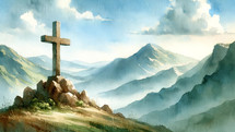 The Empty Cross of Christ in the Mountains
