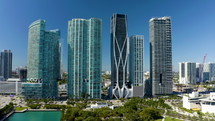 Modern downtown skyscrapers along Miami river