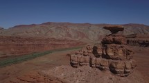 Aerial orbit of a unique rock formation in the Utah desert