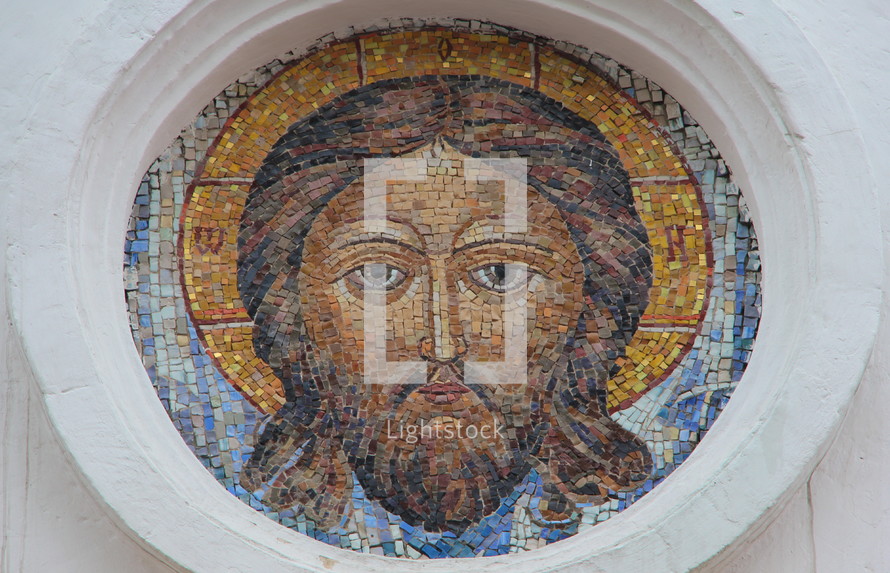 mosaic tile of head of Jesus