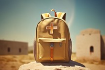 Brown Backpack with Blurred Background