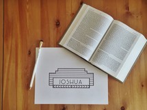 Joshua, ivy, pencil, open Book, Bible study