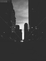 city skyscrapers in darkness 