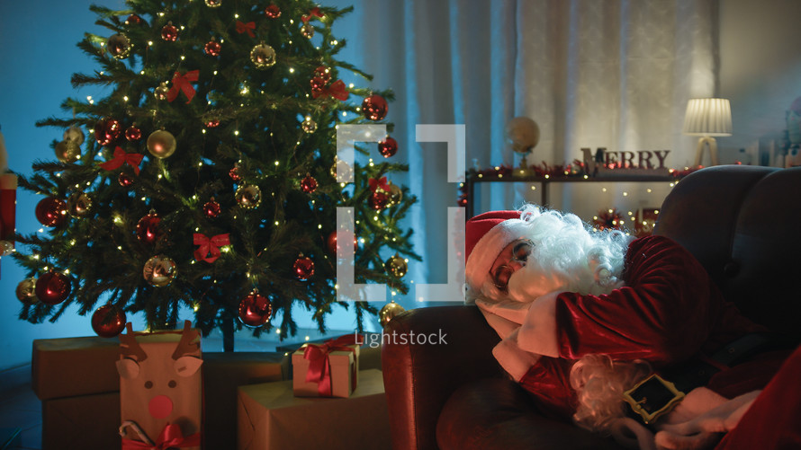 Santa Claus Sleeping after a long work day