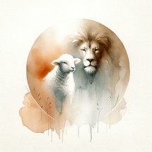 Jesus, the lion, the lamb of God. Digital watercolor painting