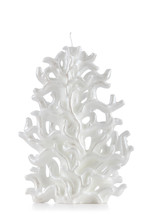 Christmas candle shaped like a Christmas tree on white background