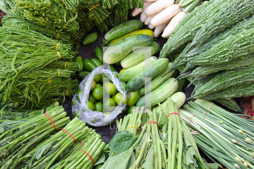 Fresh vegetables at a road-side village stall