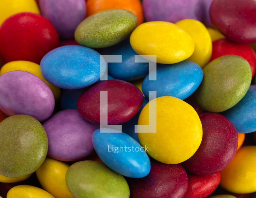 A Background of Candy Coated Multicolored Chocolates