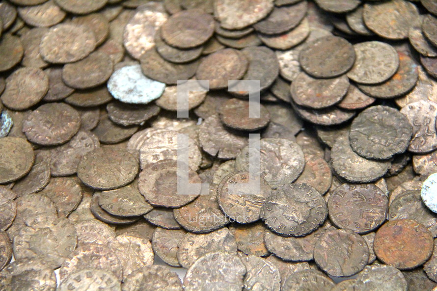Pieces of sliver, Roman silver coins. 