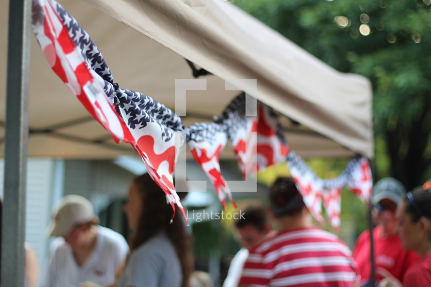 American flag banner at a party 